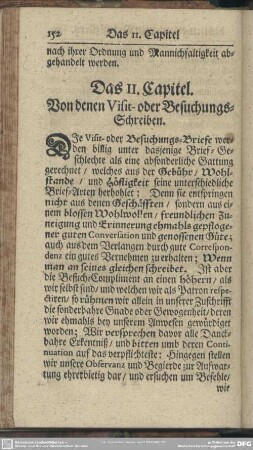 Das 11. Capitel. Von denen Visit- oder Besuchungs-Schreiben