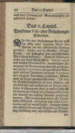 Das 11. Capitel. Von denen Visit- oder Besuchungs-Schreiben
