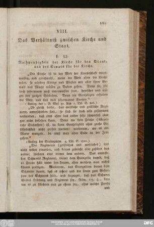 VIII. Das Verhältniß zwischen Kirche und Staat.