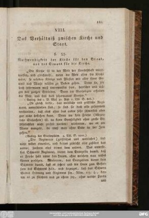 VIII. Das Verhältniß zwischen Kirche und Staat.