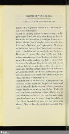 Theater Und Wirklichkeit
