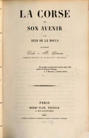 La Corse et son avenir