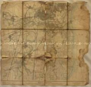 Topographische Karte der Gegend südlich von Straßburg im Elsass mit dem Straßburger Stadtwald sowie den Vororten Grafenstaden, Illkirch, Ostwald, Lingolsheim, Eckbolsheim und Wolfisheim