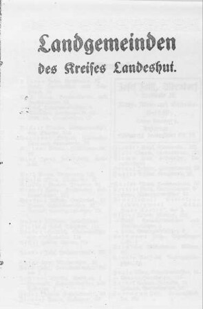 Landgemeinden des Kreises Landeshut