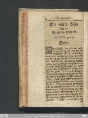 Die vierte Rede über die Paßions-Historie. Ioh. XVIII, 33. - 40.