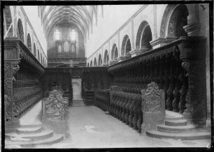 Kloster Maulbronn Klosterkirche Innenansicht südliche Sitzreihe - Chorgestühl (um 1450)