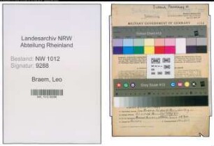 Entnazifizierung Leo Braem , geb. 18.09.1902 (Gaertner)