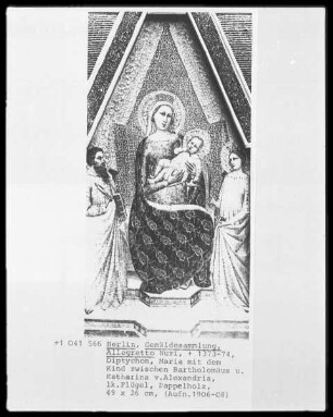 Diptychon — Thronende Maria mit dem Kind und zwei Heiligen
