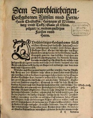 Bericht Von der Einigkeit vnd Vneinigkeit der Christlichen Augspurgischen Confessions Verwandten Theologen, [et]c. Wider Den langen Laßzedel, der one Namen zu Schmach der Christlichen Euangelischen Stende[n] auff Jüngst zu Augspurg Anno Domini M.D.LIX. gehaltnem Reichstag offentlich auffgeschlagen vn[d] außgebreittet