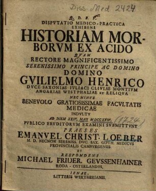 Disputatio medico-practica exhibens historiam morborum ex acido