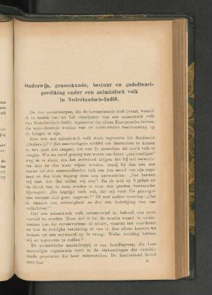 Onderwijs, geneeskunde, bestuur en godsdienstprediking onder een animistisch volk in Ned.-Indië, door N. Adriani.