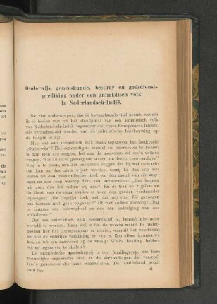 Onderwijs, geneeskunde, bestuur en godsdienstprediking onder een animistisch volk in Ned.-Indië, door N. Adriani.