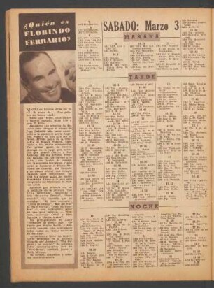 [Programa de] Sabado: Marzo 3
