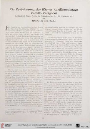 7/8: Die Versteigerung der Wiener Kunstsammlungen Camillo Castiglioni, [1] : bei Frederik Muller & Cie. in Amsterdam am 17. - 20. November 1925