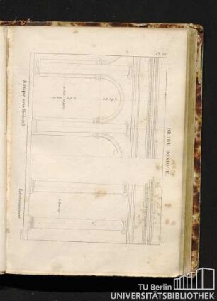 Pl. 22. Ordre Ionique. Portique sans Piédestal. Entrecolonnement.