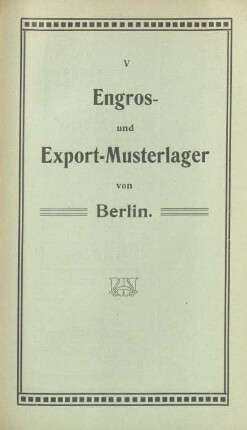 V. Engros- und Export-Musterlager von Berlin