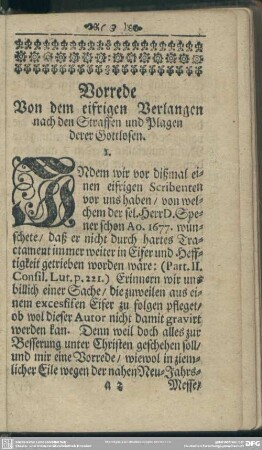Vorrede Von dem eifrigen Verlangen nach den Straffen und Plagen derer Gottlosen