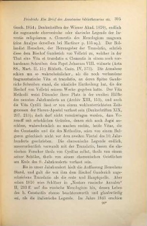 Ein Brief des Anastasius bibliothecarius an den Bischof Gaudericus von Velletri über die Abfassung der "Vita cum translatione s. Clementis Papae" : Eine neue Quelle zur Cyrillus- und Methodius-Frage