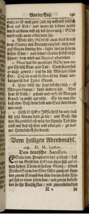 Vom heiligen Abendmahl. - Morgen-Gesänge.