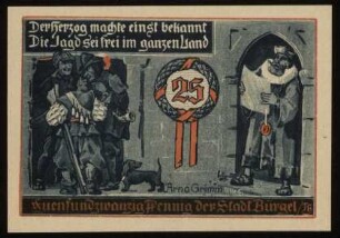 25 Pfennig Gutschein der KämereiKasse der Stadt Bürgel