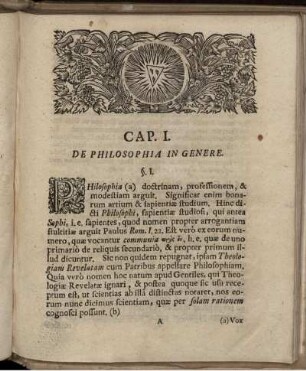 Cap. I. De Philosophia in Genere