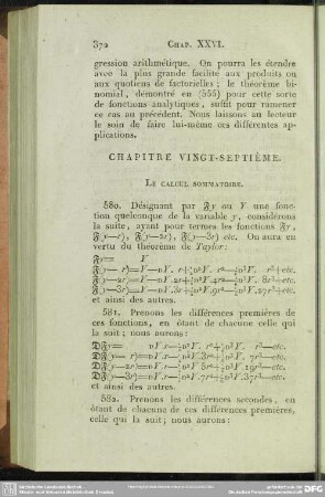 Chapitre vingt - septième. Le Calcul sommatoire
