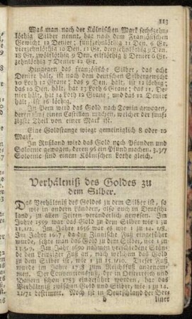 Verhältniß des Goldes zu dem Silber