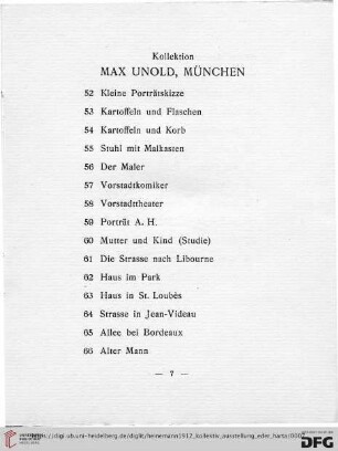 Kollektion Max Unold, München