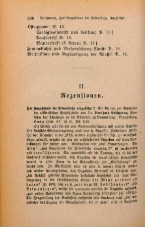 306-307 [Rezension] Poschmann, Bernhard, Hat Augustinus die Privatbuße eingeführt?