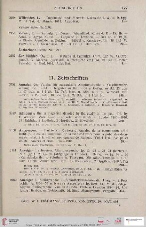 11. Zeitschriften(Nr. 2158 - 2269)