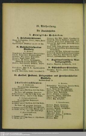 IV. Abtheilung. Die Staatsbehörden