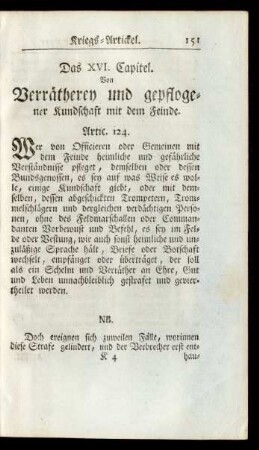 Das XVI. Capitel. Von Verrätherey und gepflogener Kundschaft mit dem Feinde