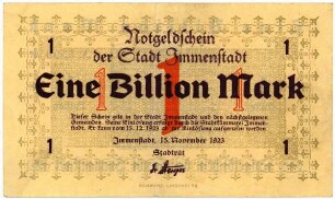 Geldschein / Notgeld, 1 Billion Mark, 15.11.1923