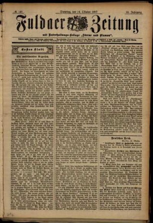 Erste Ausgabe vom Dienstag, den 26. Oktober 1897.