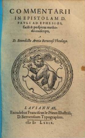 Commentarii in Epistolam D. Pauli ad Ephesios : facili et perspicua methodo conscripti