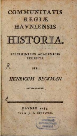 Communitatis regiae Hauniensis historia