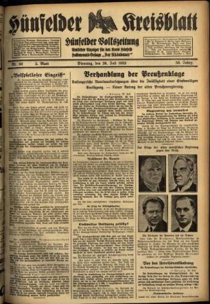 Zweite Ausgabe vom Dienstag, den 26. Juli 1932.