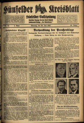 Zweite Ausgabe vom Dienstag, den 26. Juli 1932.