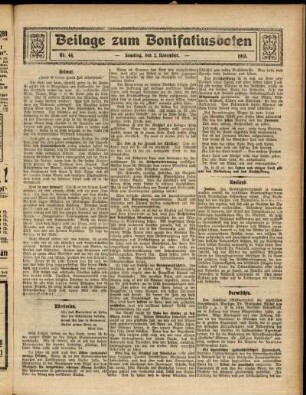 Zweite Ausgabe vom Sonntag, den 02. November 1913.
