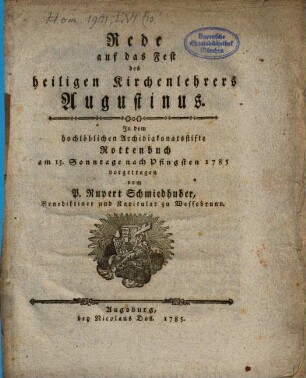 Rede auf das Fest des heiligen Kirchenlehrers Augustinus