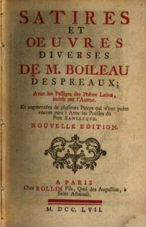 Satires et oeuvres diverses