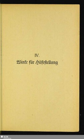 IV. Winke für Hilfestellung