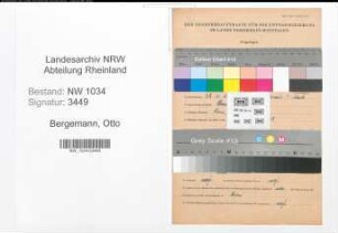 Entnazifizierung Otto Bergemann , geb. 25.11.1902 (Stabswachtmeister)