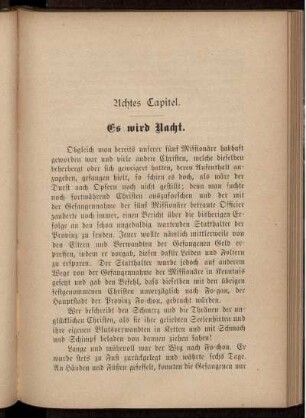 Achtes Capitel. Es wird Nacht