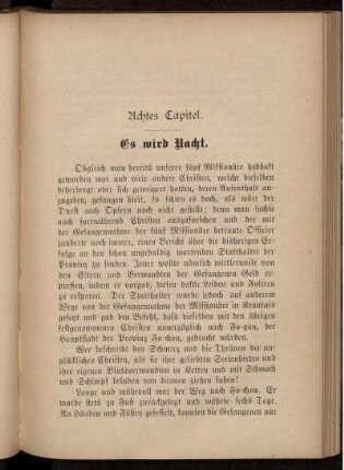 Achtes Capitel. Es wird Nacht