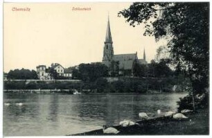 Chemnitz. Schlossteich mit Schlosskirche