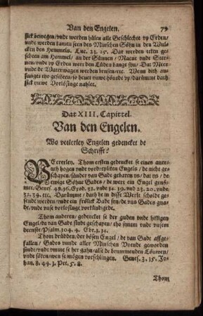 Dat XIII. Capittel. Van den Engelen.