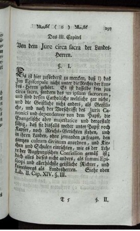 Das III. Capitel Von dem Jure circa sacra der Landes-Herren.