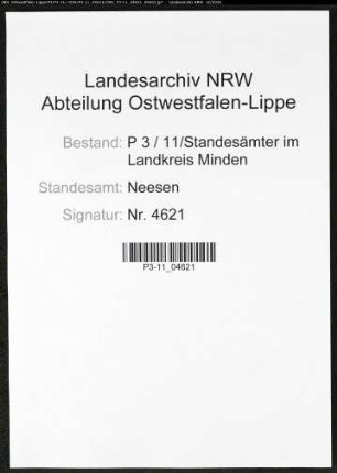 Sterberegister Standesamt Neesen
