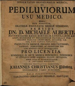 Diss. inaug. med. de pediluviorum usu medico